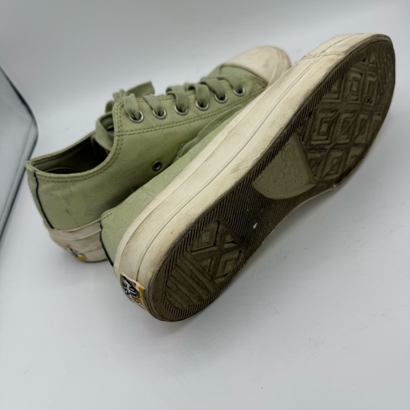 Converse Allstar Womens Lift OX Canvas Platform Green Flower Size 7.5 Lace Up - Picture 3 of 6